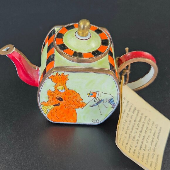 Vintage - Kelvin Chen - Miniature Enameled on Copper Tea Kettle - No.1284 - Picture 4 of 10